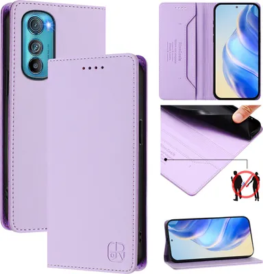 Immagine prodotto di Custodia in pelle per Motorola Edge 30, flip case con slot per carte, portafoglio e supporto Viola