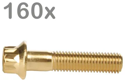 Productafbeelding van 160 wielbouten M7x32, staal, goudkleur, geschikt voor BBS, Rial, Schmidt, O.Z., Dynatech, Carline velgen