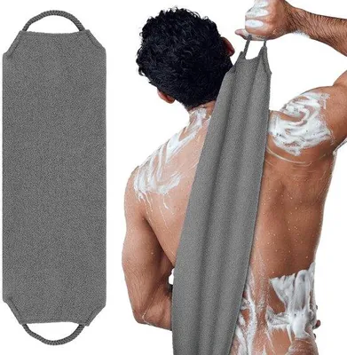 Immagine prodotto di Spazzola esfoliante per il corpo, spazzola da doccia naturale, bifacciale, con 2 manici