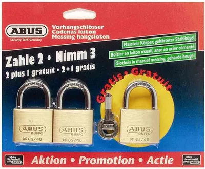 Produktbild von ABUS 267932 Vorhangschloss-Set 3 für 2 Serie 62/40