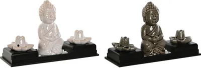 Zdjęcie produktu dla Brenner Home ESPRIT ceramika drewno MDF Budda 24 x 8 x 14 cm (2 sztuki)
