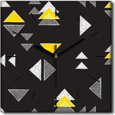 Produktbild von Coloray Uhr auf Leinwand 30x30 cm Wand Uhr Dekoration Wohnzimmer Segeltuch schwarze Hände -Kunst Dreieck-Abstraktion.