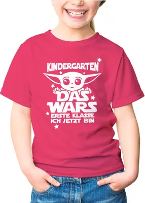Produktbild von Kinder T-Shirt Mädchen Kindergarten Das Wars erste Klasse ich jetzt bin Geschenk zur Einschulung Schulanfang Moonworks® pink 122-128 (7-8 Jahre)