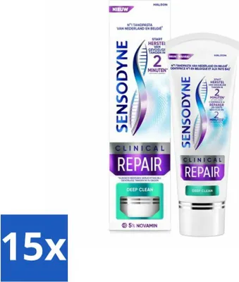Productafbeelding van Sensodyne - Tandpasta - Clinical Repair - Diep reinigend - Grondige reiniging - 75 ml - Voordeelverpakking - 15 stuks