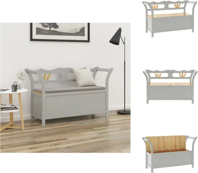 Obrázok produktu pre vidaXL Lavica sivá 107x45x75,5 cm z masívneho jedľového dreva - Komody a lavice do predsiene