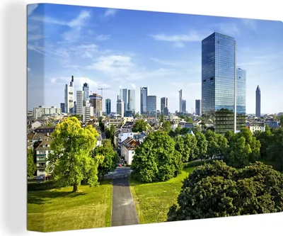 Zdjęcie produktu dla MuchoWow® - Obraz na płótnie - Pejzaż Frankfurtu, obraz na ścianę, dekoracja ścienna do salonu, 60x40cm