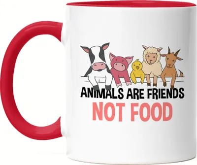 Produktbild von Animals Are Friends Not Food Tasse Rot Vegan Vegetarier Geschenkidee Plant-Based Tierwohl
