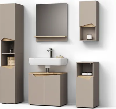 Image de Combinaison de meubles de salle de bain Livinity Timavo Grège 5 pièces, Model 52988