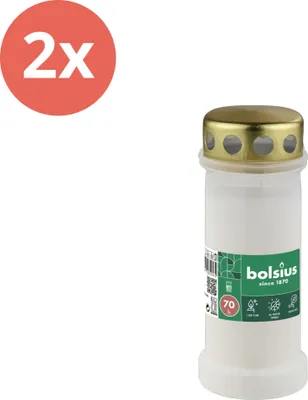 Produktbild von Bolsius - Gedenklicht - Mit Deckel - Weiß - 70 Brennstunden - Vorteilspack - 2 Stücke