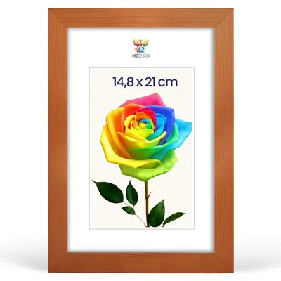Obrázok produktu pre MG Design, rám na fotografie, lakovaný, formát A5 (14,8 x 21 cm) – drevený rám s akrylovým sklom, možnosť zavesenia alebo postavenia, vertikálne alebo horizontálne usporiadanie