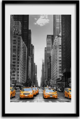 Produktbild von Bild - Bilderrahmen - 40 cm x 60 cm - MDF - Rahmen - Wandkunst - Taxis New York