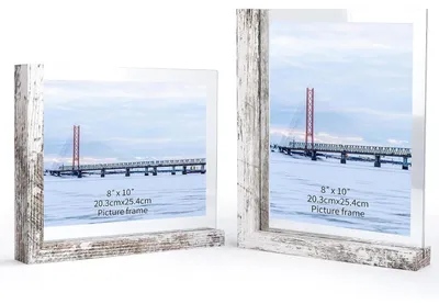 Imagen del producto de Juego de 2 marcos para fotos de 20x25 cm, estilo vintage, color blanco, con cristal de doble cara, base de MDF