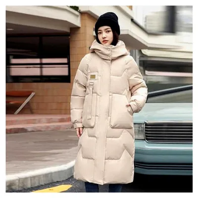 Produktbild von Damen Wintermantel Lang Parka Jacke Daunenjacke Steppjacke Übergangsjacke Leichter Puffer Mantel mit Taschen