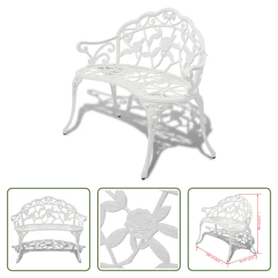 Image de The Living Store Banc de jardin 100 cm fonte d'aluminium blanc