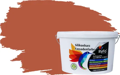 Produktbild von RyFo Colors Silikonharz Fassadenfarbe Lotuseffekt Trend Orangetöne Rotorange 10l - bunte Fassadenfarbe, weitere Orange Farbtöne und Größen erhältlich, Deckkraft Klasse 1