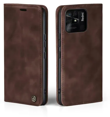 Produktbild von Handy Hülle für Xiaomi Redmi 10C Klapphülle Bookcase Flip Cover Handy Tasche Etui Farbe: Dunkelbraun