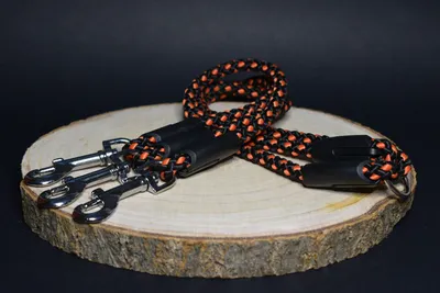 Obrázek produktu pro Palkar vodítko roztrojka pro psy 40 cm x 8 mm černo-oranžová