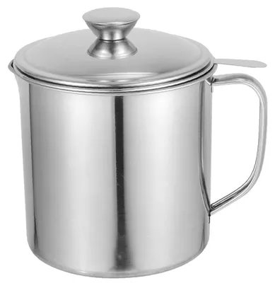 Fettbehälter mit Sieb, 1,3 l, Edelstahl, staubdicht, silberner Griff