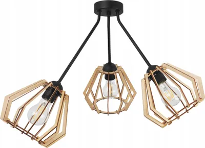 Image de Suspension plafonnier lustre en bois avec LED - Suspension moderne pour le salon et la salle à manger