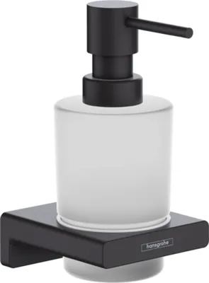 Zdjęcie produktu dla hansgrohe AddStoris ścienny dozownik balsamu, szklane wkłady, metal, czarny matowy