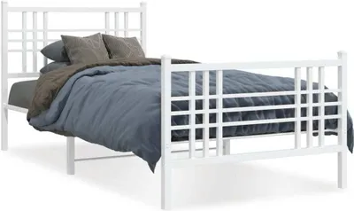 Produktbild von Möbel Bettgestell mit Kopf- und Fußteil Metall Weiß 100x200 cm - Klassische Betten 376386