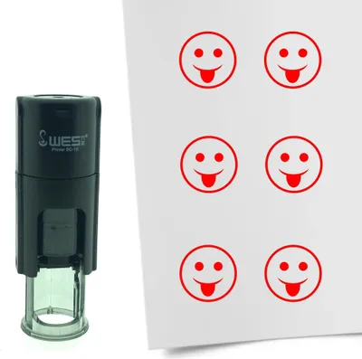 Produktbild von CombiCraft Selbstfärbender Stempel 'Lustiger Smiley' in der Farbe Rot, Ø10mm