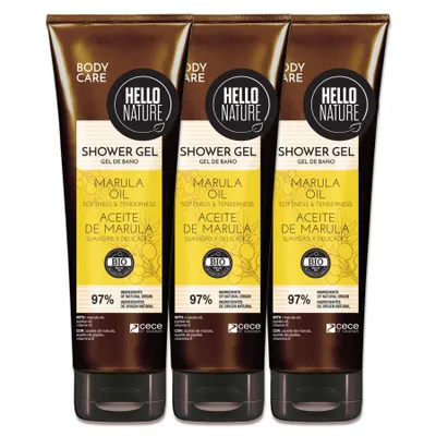Image de Gel douche pour hommes et femmes Shower Gel Détergent à l'huile de marula Bio Vegan, 3x 250 ml