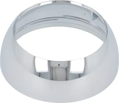 A chrome-plated ring-shaped object, likely a decorative cap or cover, is shown against a white background.
