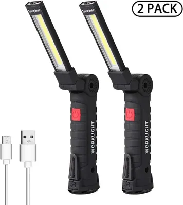 Produktbild von Stück LED-Arbeitsleuchte, wiederaufladbare LED-Werkstattleuchte, Inspektionslampe, Taschenlampe mit Magnetfuß, 5 Modi für Garage und Camping