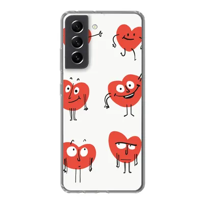 Produktbild von MuchoWow® Handyhülle Schutzhülle Hülle für Samsung Galaxy S21 FE Eine Illustration von neun Herzen mit Emotionen Silikon Softcase Handy Hülle - Mobiltelefonhülle