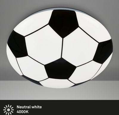 BRILONER SOCCER LED Deckenleuchte, Fußball Design, Neutralweißes Licht, weiß-schwarz, 27,5 x 6,5 cm