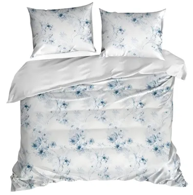 Image de EUROFIRANY | Parure de lit - Literie - 220 x 200 cm - 100 % coton - blanc - Housse de couette - à fleurs