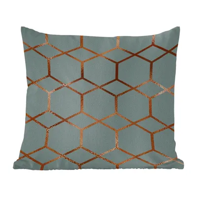 Produktbild von MuchoWow® Zierkissen Sofakissen Wohnzimmer Dekokissen 45x45 cm Muster - Luxus - Bronze - Blau - Schlafpolster - Polster für das Sofa