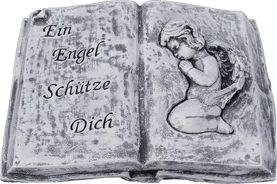 Produktbild von stoneandstyle Grabstein Buch "Ein Engel schütze Dich" Steinguss frostfest Grabschmuck winterfest