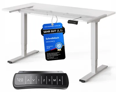 Produktbild von DESKSPACE PRO Plus Höhenverstellbarer Schreibtisch Gestell - Dual-Motor Tischgestell, Elektrisches Tischgestell mit Memory Funktion (Weißes)