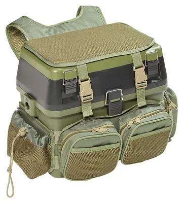 Produktbild von Premium Rucksackbox 40x29x32 cm, Sitz- und Zubehör-Box mit Rucksacksystem, gepolsterter Sitzfläche