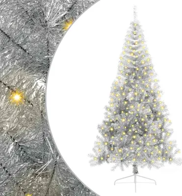 Obrázek produktu pro vidaXL Umělý předsvětlený vánoční stromek stříbrný 240 cm PET