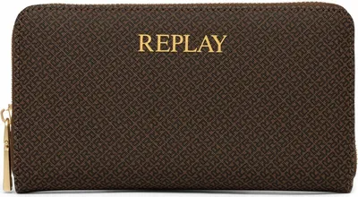 Zdjęcie produktu dla REPLAY Wallet Zip Around Wallet Brown Cocoa + Black ciemnobrązowy