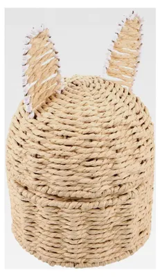 Produktbild von Rattan Aufbewahrungskorb mit Hasenohrgriff – Geflochtener Weidekorb für Osterdekoration, Picknick und Organisation