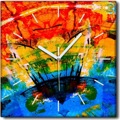 Produktbild von Coloray Uhr auf Leinwand 30x30 cm Wand Uhr Dekoration Wohnzimmer Segeltuch weiße Zeiger -Abstraktion Kunstkunst