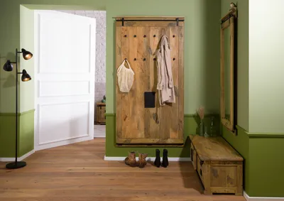 Produktbild von MASSIVMOEBEL24 Wandgarderobe Mango 100x8x190 natur lackiert RAILWAY #1008