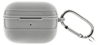 Immagine prodotto di Custodia per cuffie Custodia in carbonio compatibile con AirPods Pro 2 con moschettone grigio