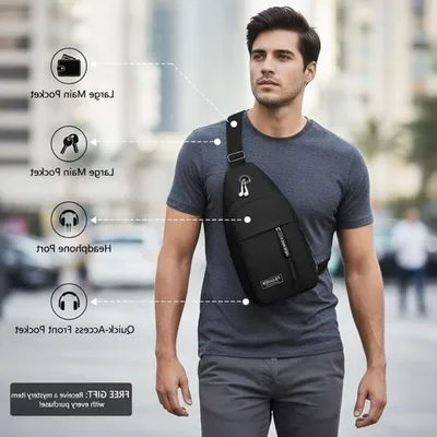 Lässige sportliche Umhängetasche für Outdoor-Aktivitäten, multifunktionale Crossbody-Tasche in Schwarz mit mehreren Fächern
