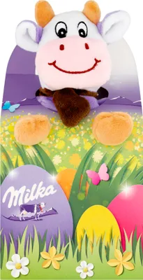 Produktbild von Milka Mieszanka Czekolady Mlecznej Nadziewanej Czekolady Mlecznej I Draży I Pluszowa Zabawka