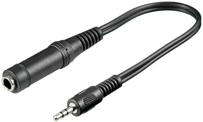 Immagine prodotto di Goobay 50470 Adattatore per cuffie, da spina 3,5 mm a presa 6,35 mm, 0,2 m, nero - Jack 3,5 mm (3 pin, stereo) > Jack 6,35 mm (3 pin, stereo)