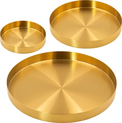 Produktbild von 3er Set goldene Tabletts rund