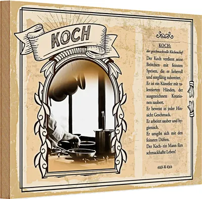 Produktbild von Holzschild Berufe 30x20cm Koch Speisen Geschmack Hygiene