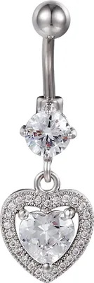 Produktbild von Karisma Edelstahl Bauchnabelpiercing Anhänger Herz Banana Zirkonia - HB141 - Silber