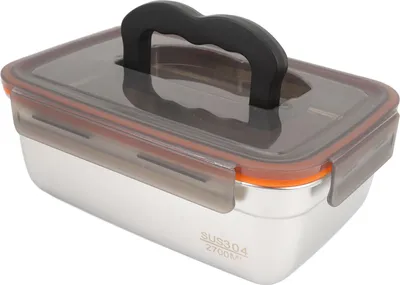Zdjęcie produktu dla 304 Pojemnik do przechowywania żywności ze stali nierdzewnej Metalowe szczelne pudełko na lunch z uchwytem do domu Lodówka Biuro 2700ML