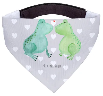 Produktbild von Mr. & Mrs. Panda Halstuch Frosch Liebe - Grau Pastell - Geschenk, Hundehalstuch, Tuch, Verliebt, Freundin, Schal Für Hunde, Frösche, Hochzeitstag, Hund